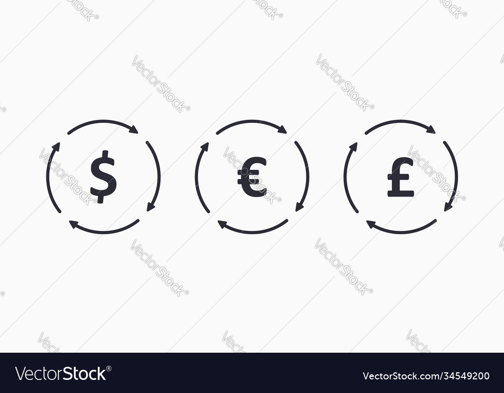 Set Currency Exchange Outline Icon Money Icon Vector Image