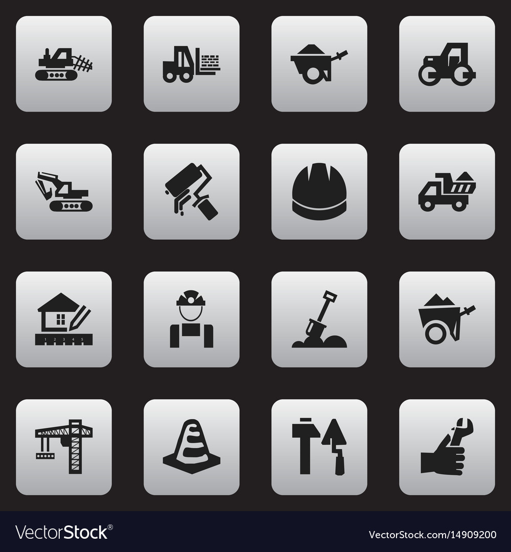 Set of 16 editable building icons includes