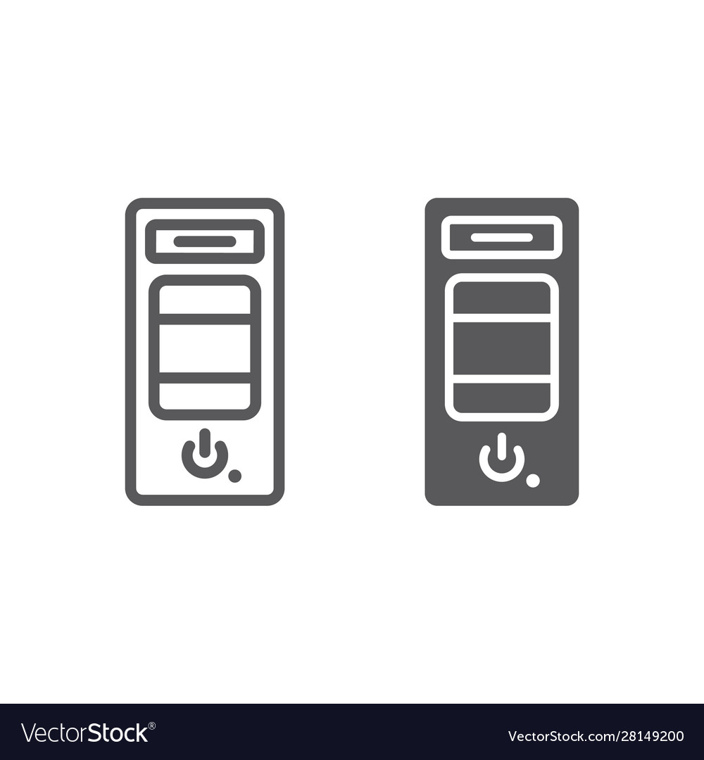 System unit line and glyph icon hardware Vector Image
