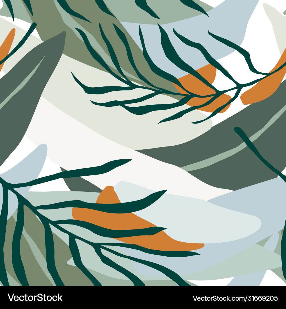 Artistic seamless pattern with abstract leaves Vector Image