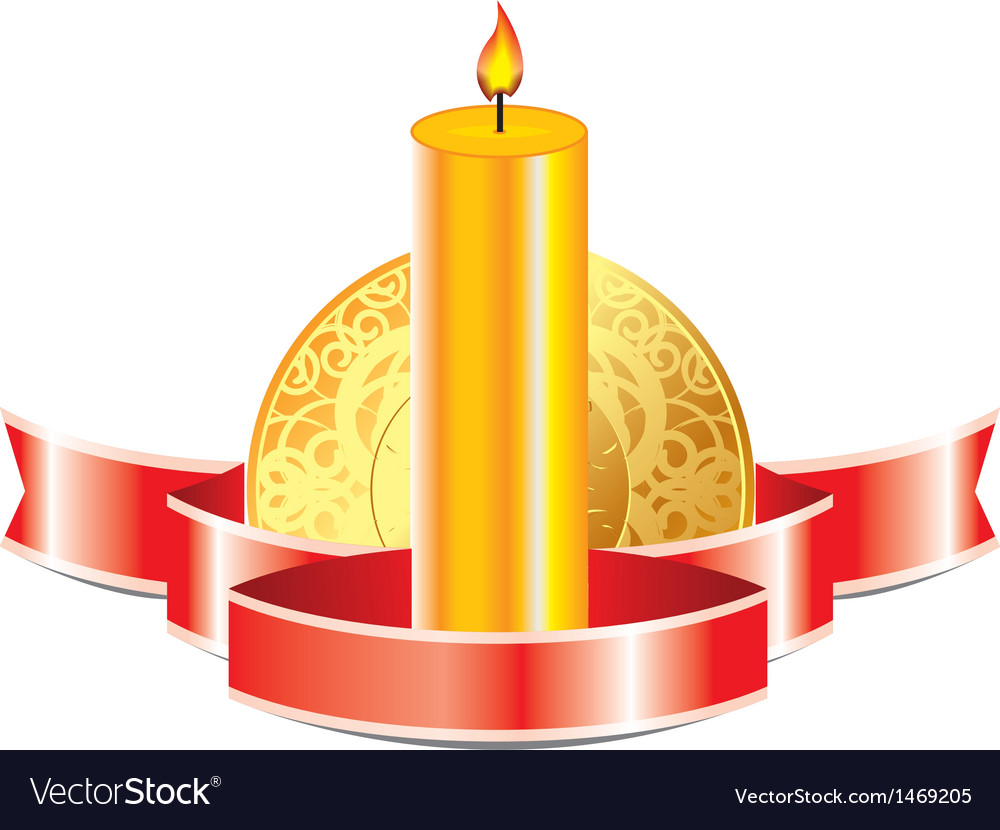 Candle with ribbon Royalty Free Vector Image VectorStock