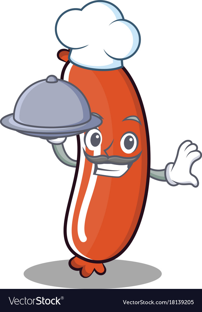 Chef sausage character cartoon style