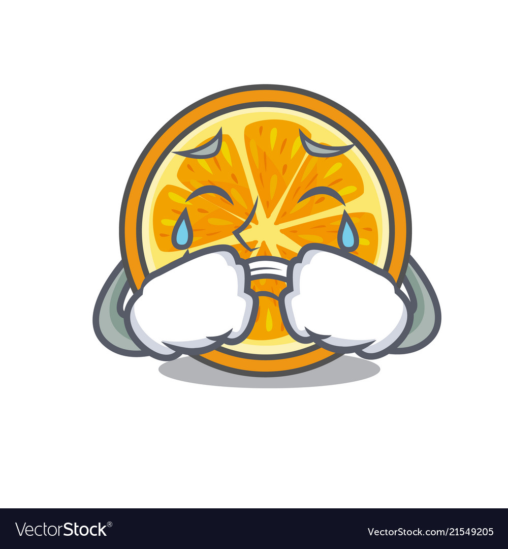 Crying orange mascot cartoon style