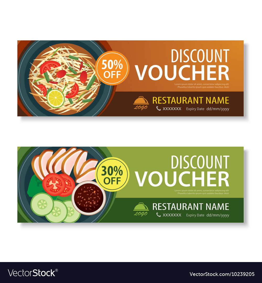 Discount voucher template with thai food Vector Image