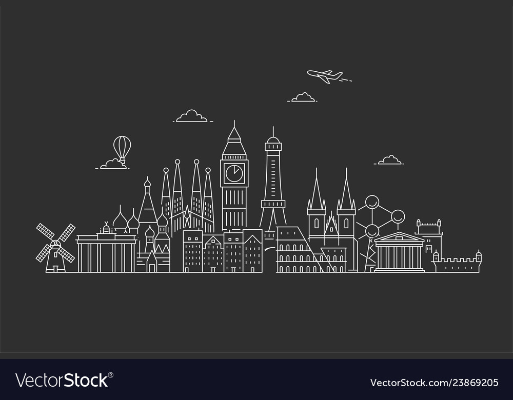 Famous landmarks in europe Royalty Free Vector Image