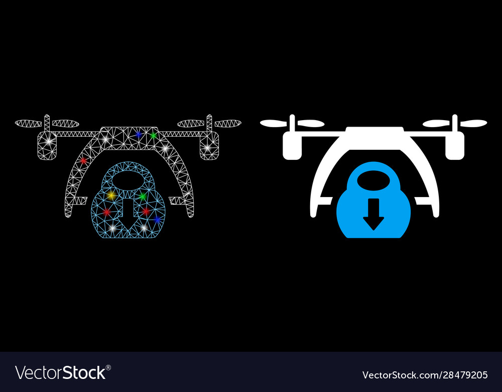 Flare mesh wire frame drone unloading icon vector image Flare mesh wire frame drone unloading icon