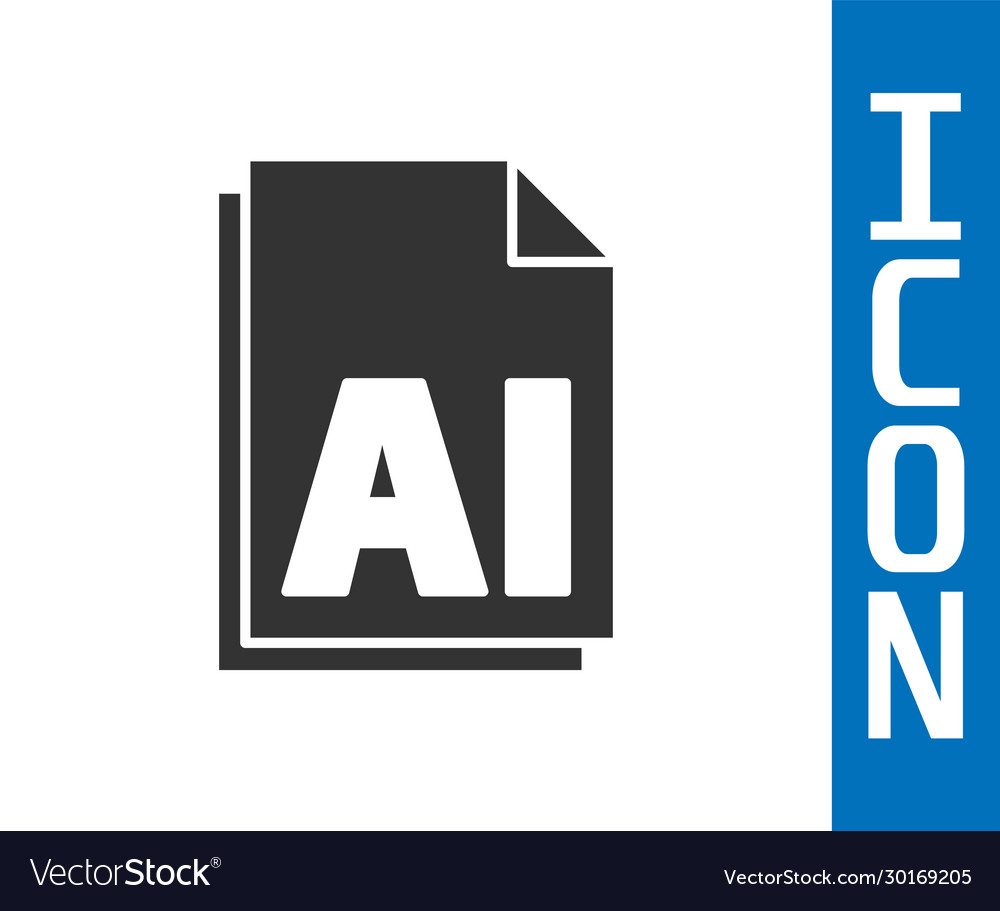 Grey ai file document download button icon vector image Grey ai file document download button icon