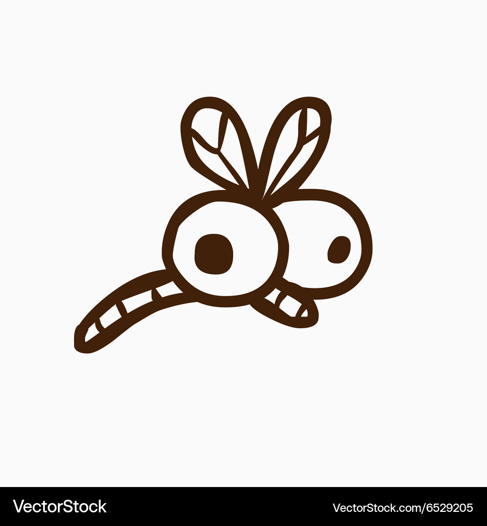 Hand drawn fly Royalty Free Vector Image - VectorStock