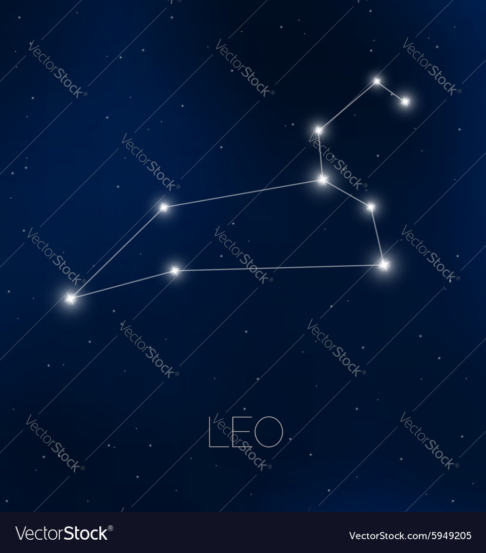 Leo constellation in night sky Royalty Free Vector Image