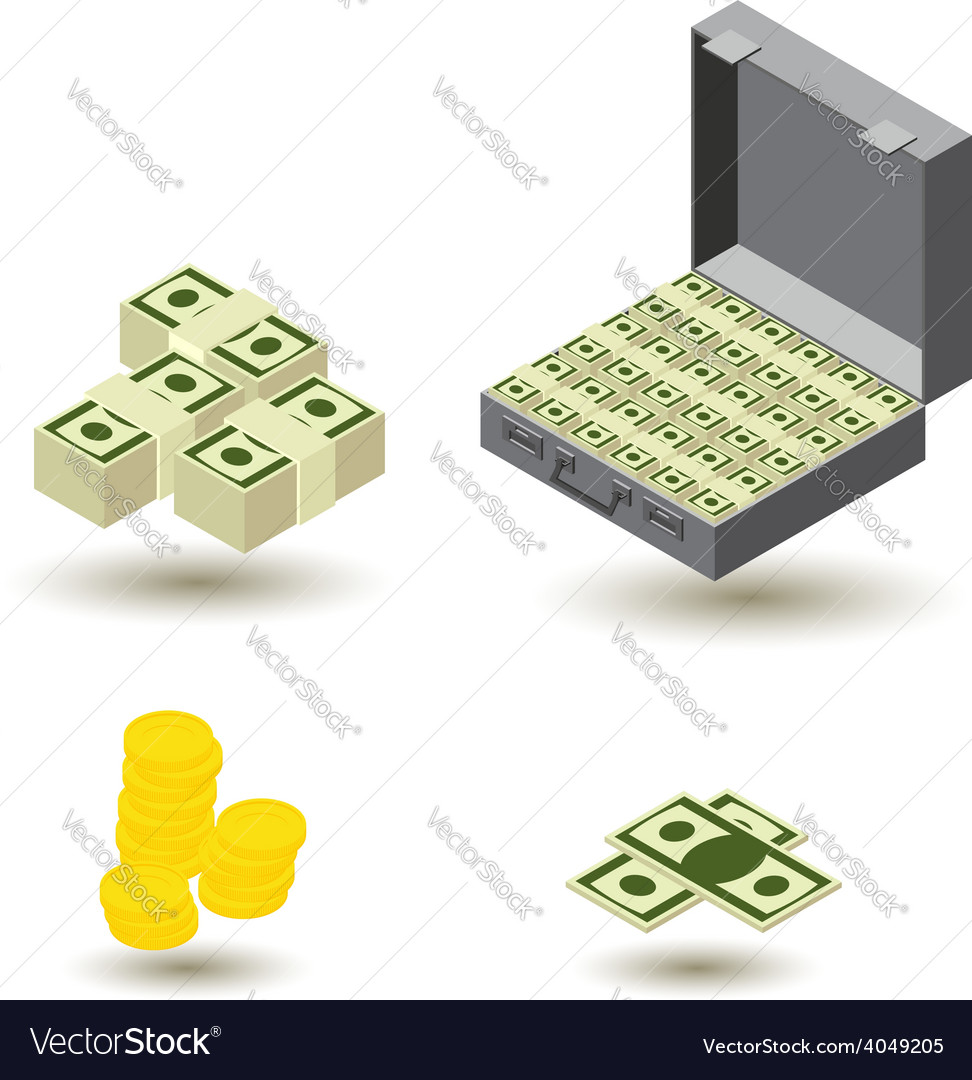 Money icons isometric style