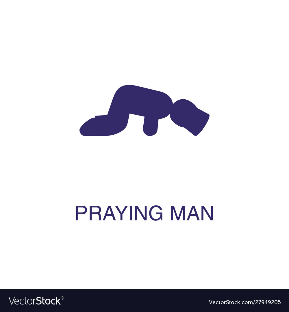 Praying man element in flat simple style on white