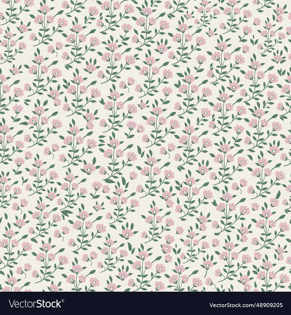 Seamless pattern with simple pale pink flowers and