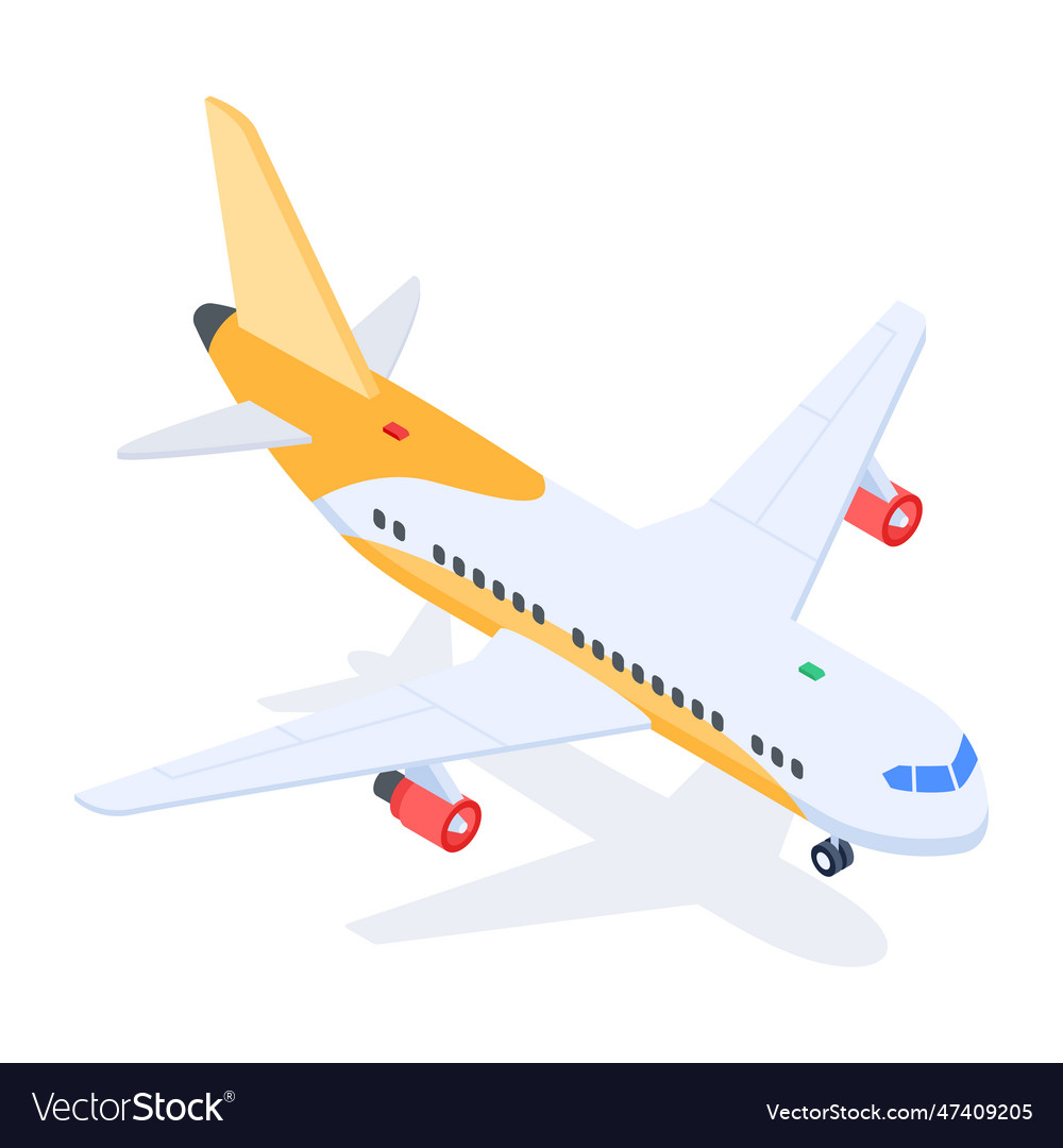 Trendy isometric icon of airplane Royalty Free Vector Image