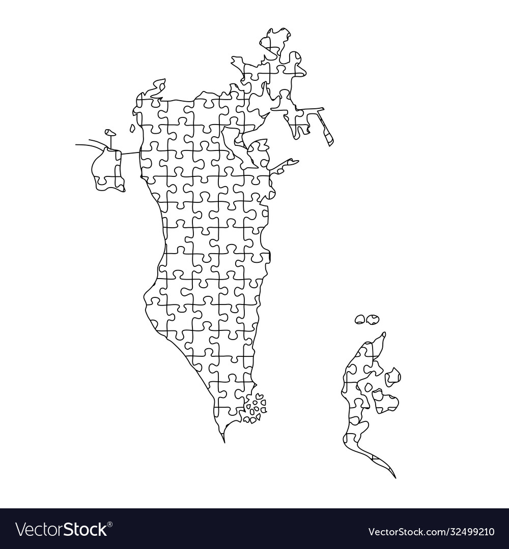 Bahrain map from black pattern composed puzzles vector image Bahrain map from black pattern composed puzzles