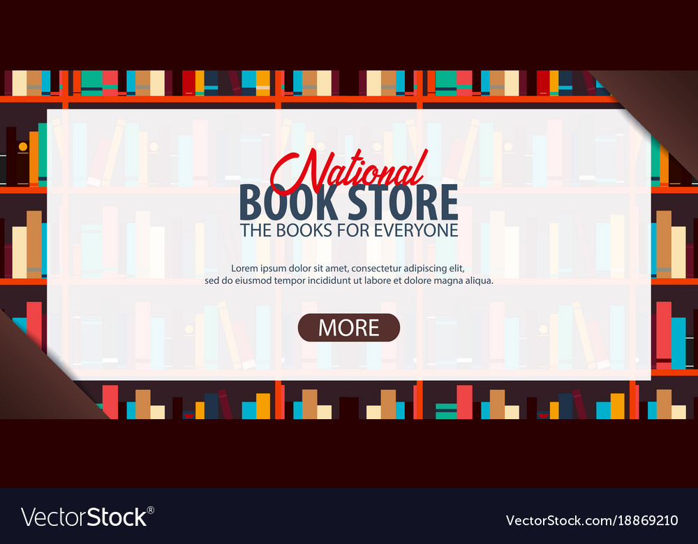 Banner National Book Store Book Shelf Or Bookcase Vector Image