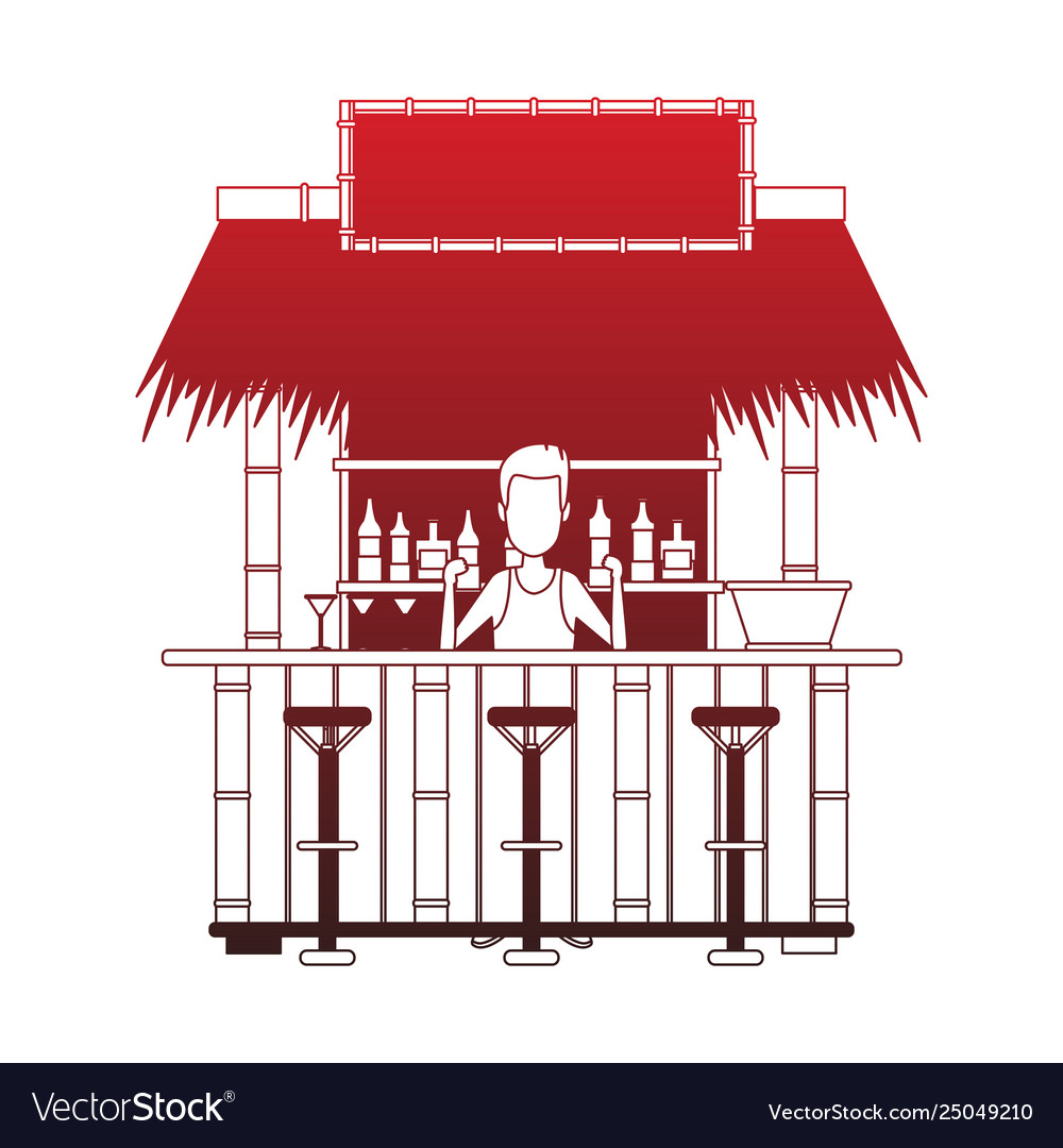 Bar beach kiosk red lines Royalty Free Vector Image