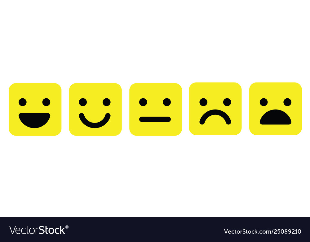 Basic emoticons set in square with rounded corners