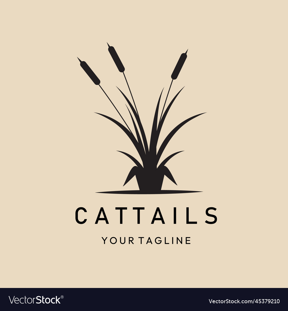 Cattails vintage logo icon and symbol Royalty Free Vector