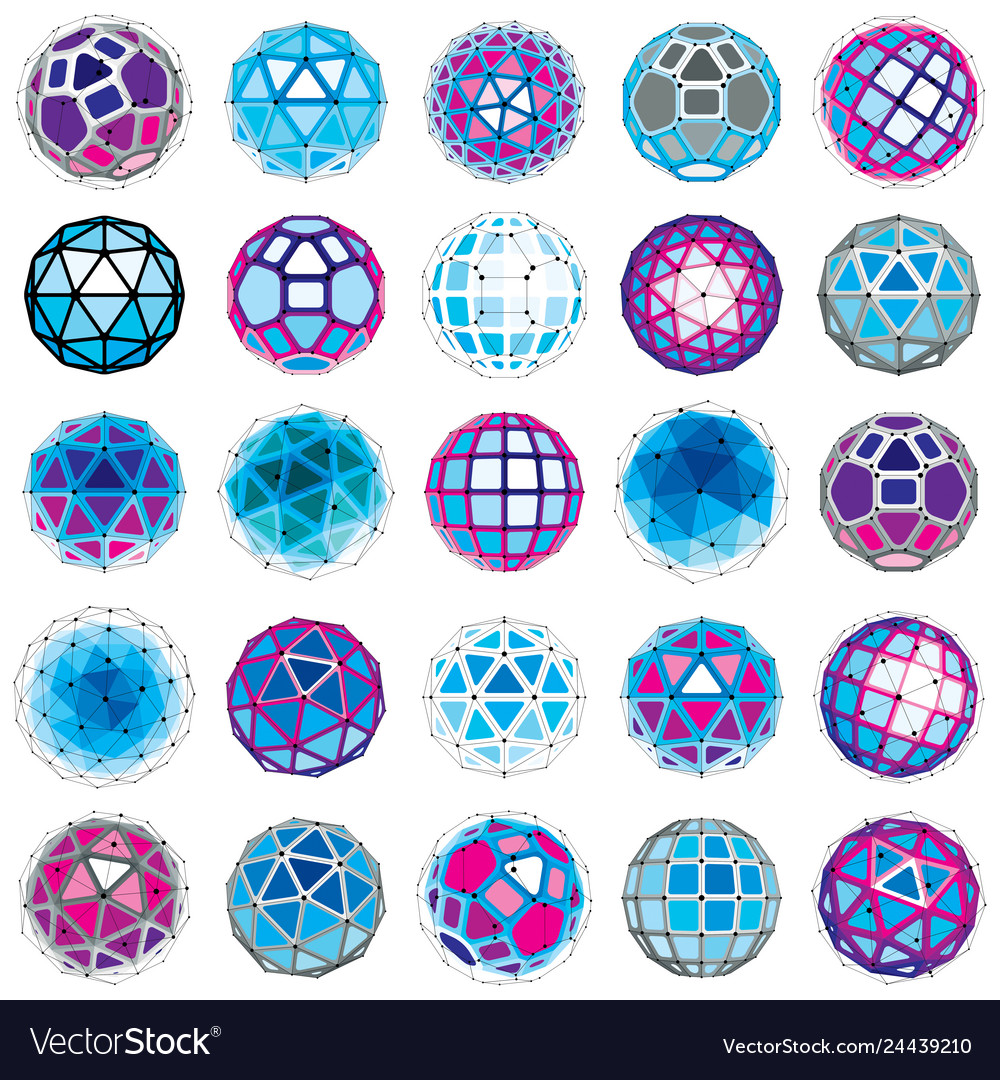 Collection abstract low poly objects vector image Collection abstract low poly objects