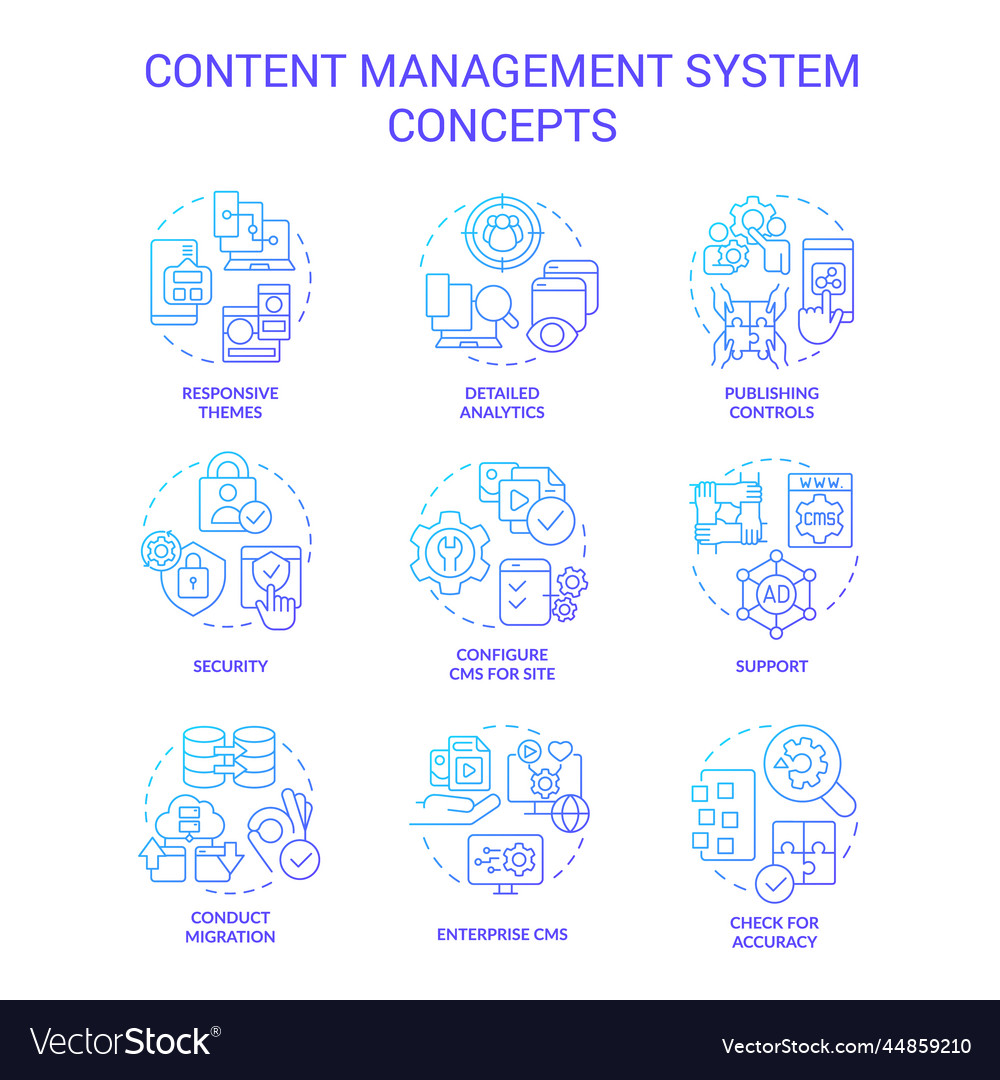 Content management system blue gradient concept Vector Image