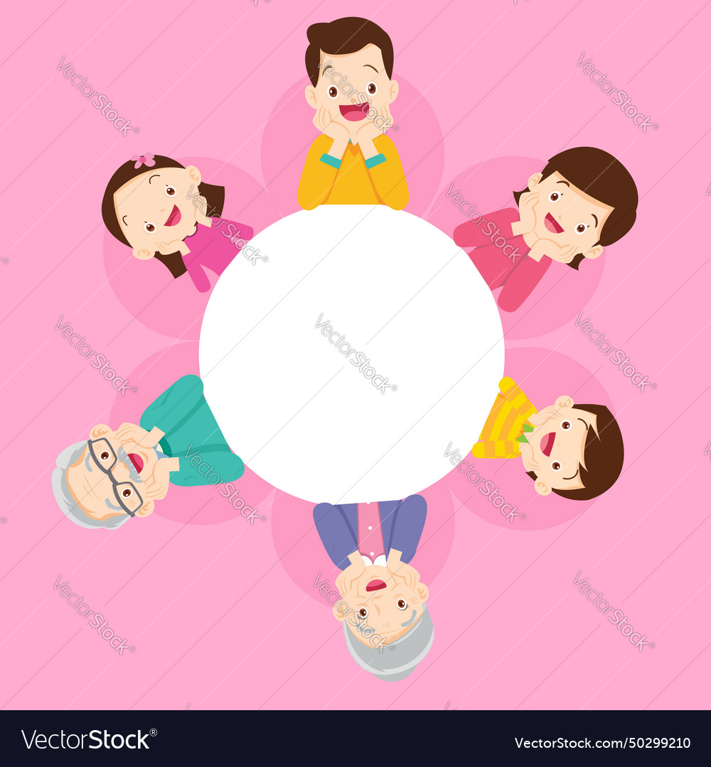 Cute family sitting around circle with hands Vector Image