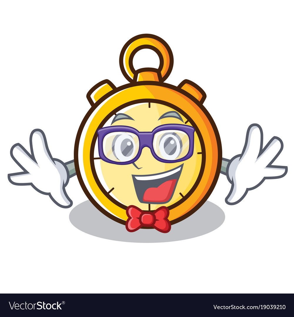 Geek chronometer character cartoon style