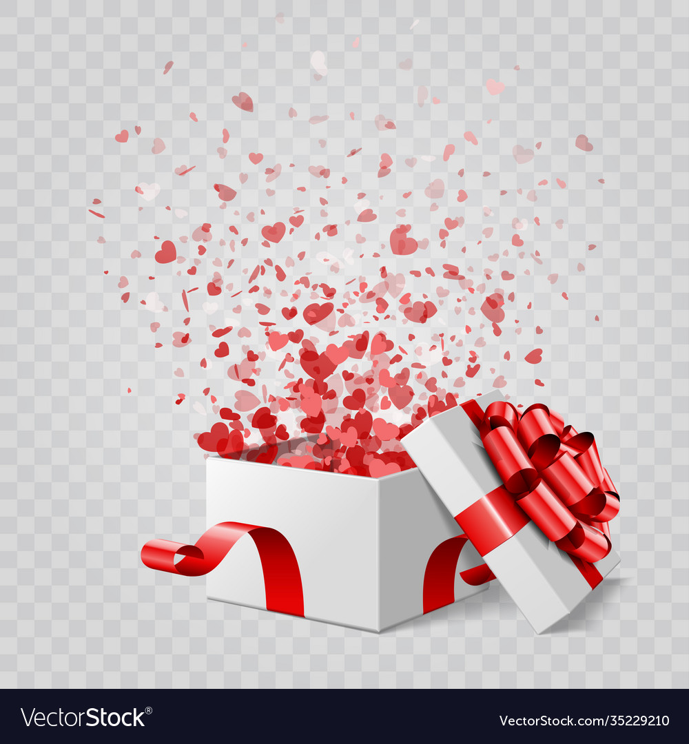 Gift box and hearts confetti isolated Royalty Free Vector