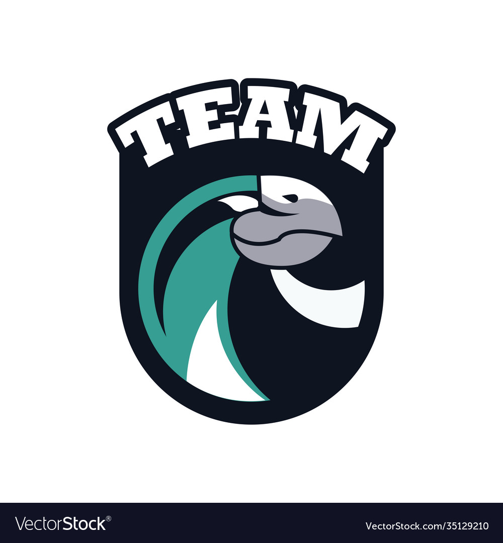 Hawk Kopf Tier Emblem Ikone mit Team Lettering