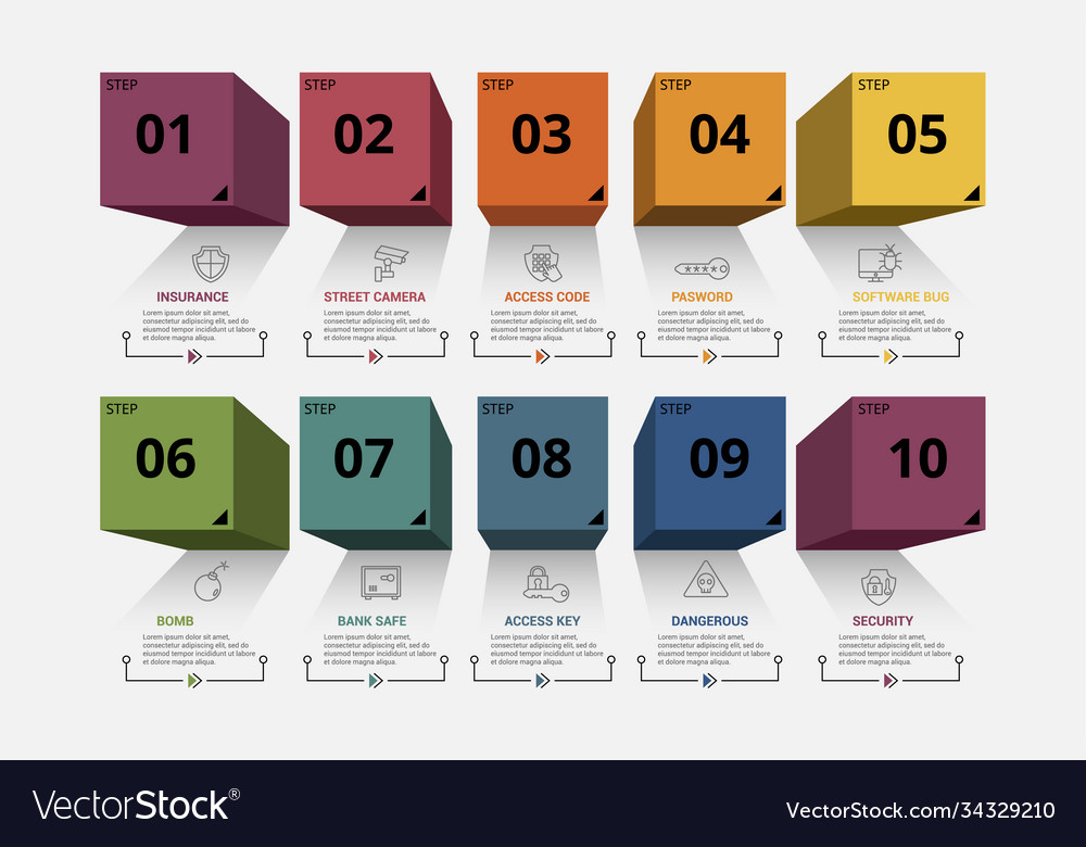 Infographic security template icons in different