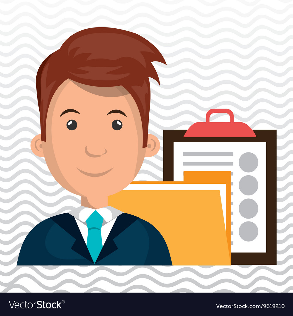 Man with folder and clipboard isolated icon design