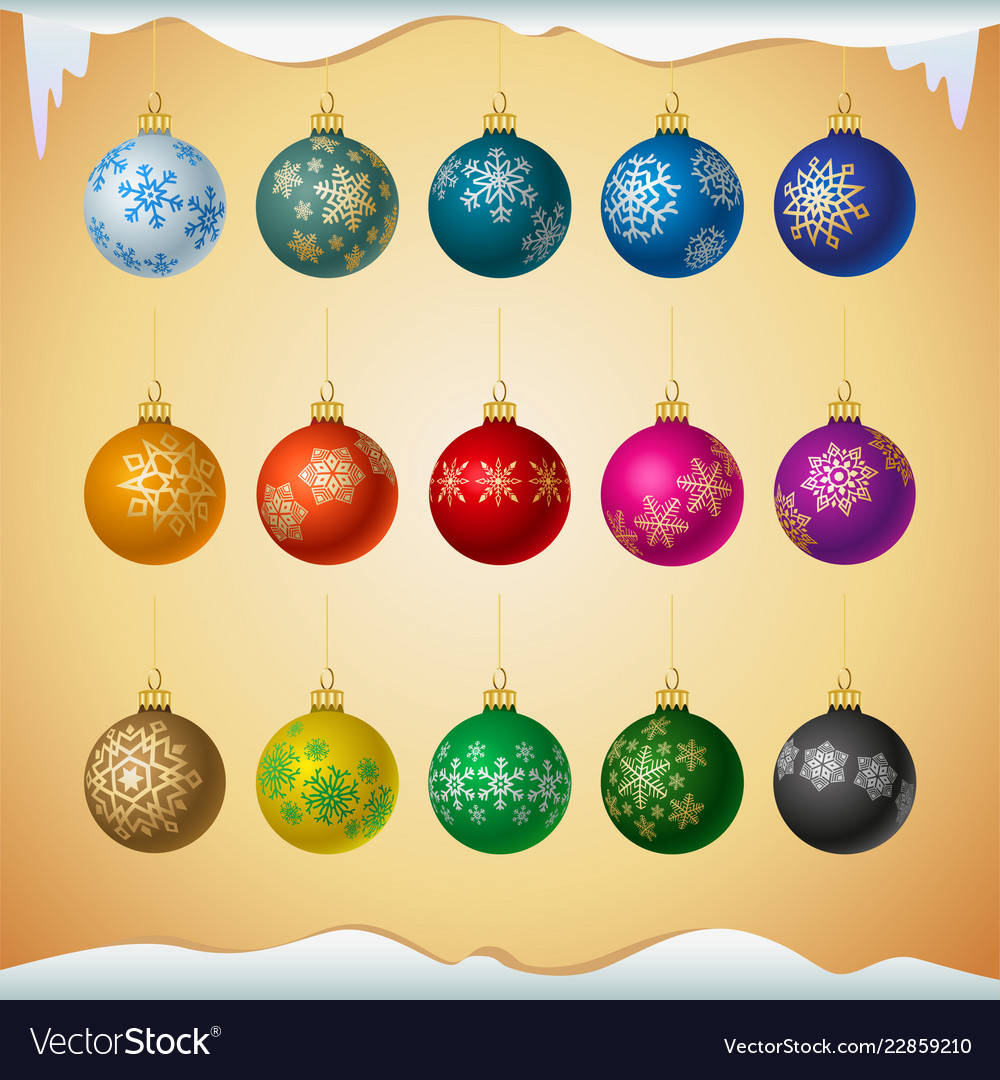 Matt colored christmas balls with snowflakes