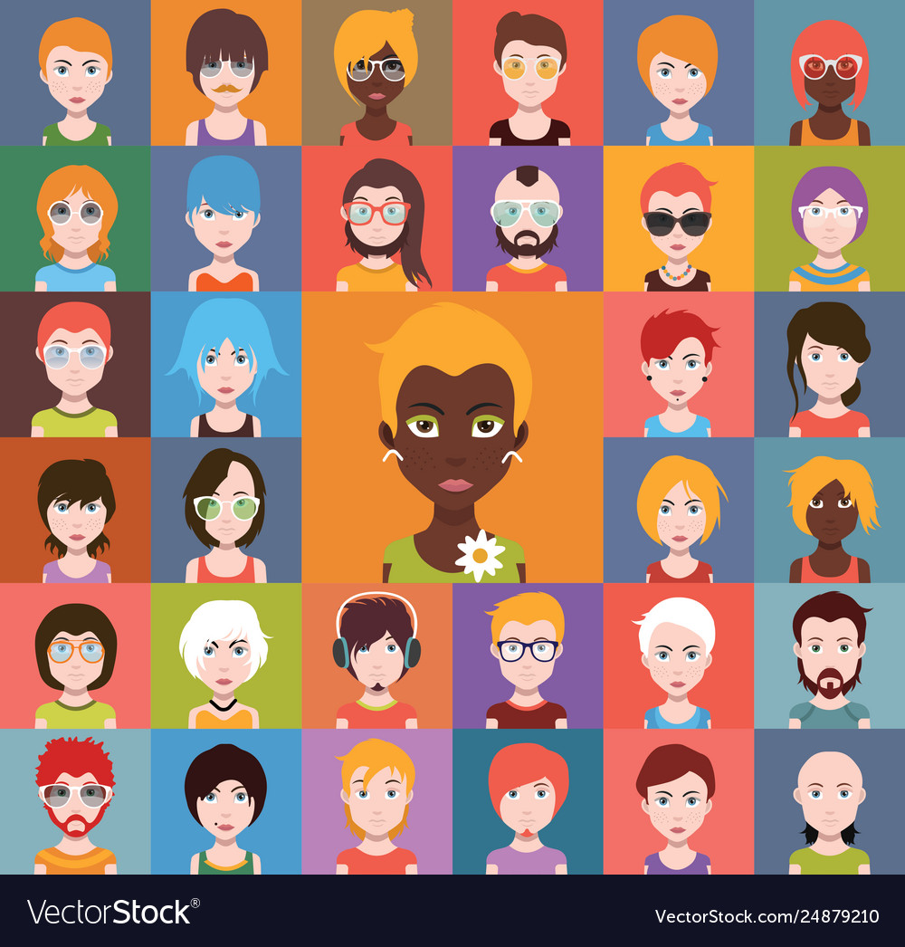 Set Colorful Avatars Characters Royalty Free Vector Image