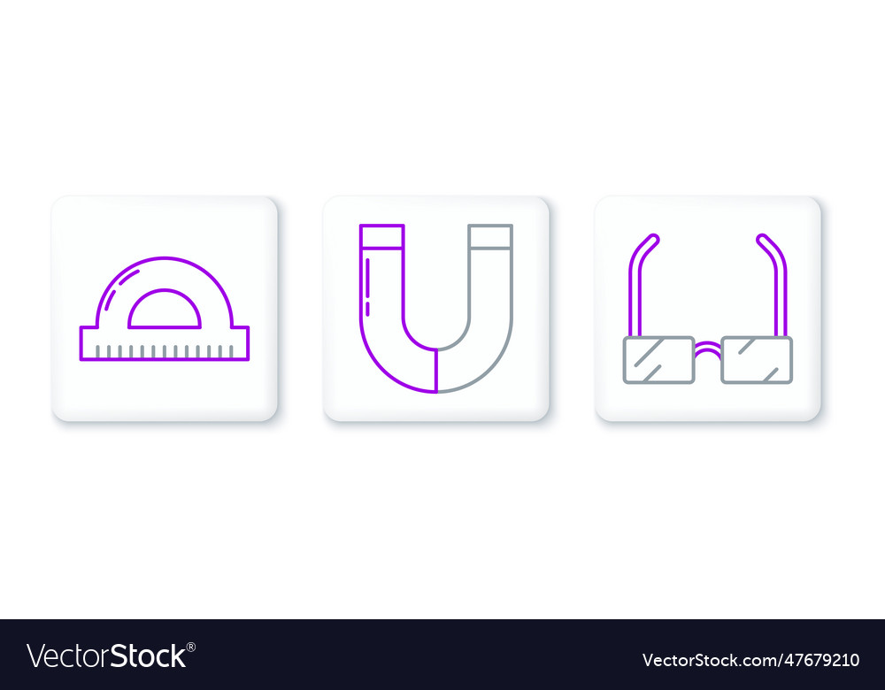 Set line glasses protractor grid for measuring vector image Set line glasses protractor grid for measuring