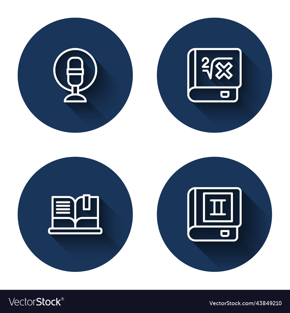 Set line microphone book with mathematics open Vector Image Set line microphone book with mathematics open