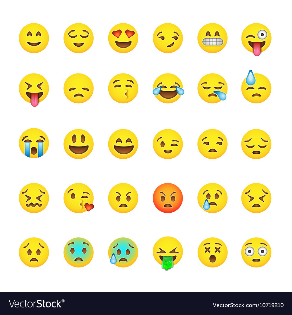 Set of cute smiley emoticons emoji flat design Vector Image