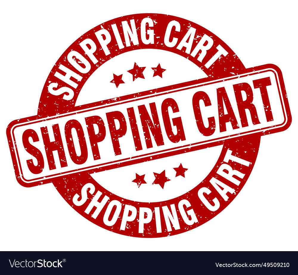 Shopping cart stamp label round Royalty Free Vector Image