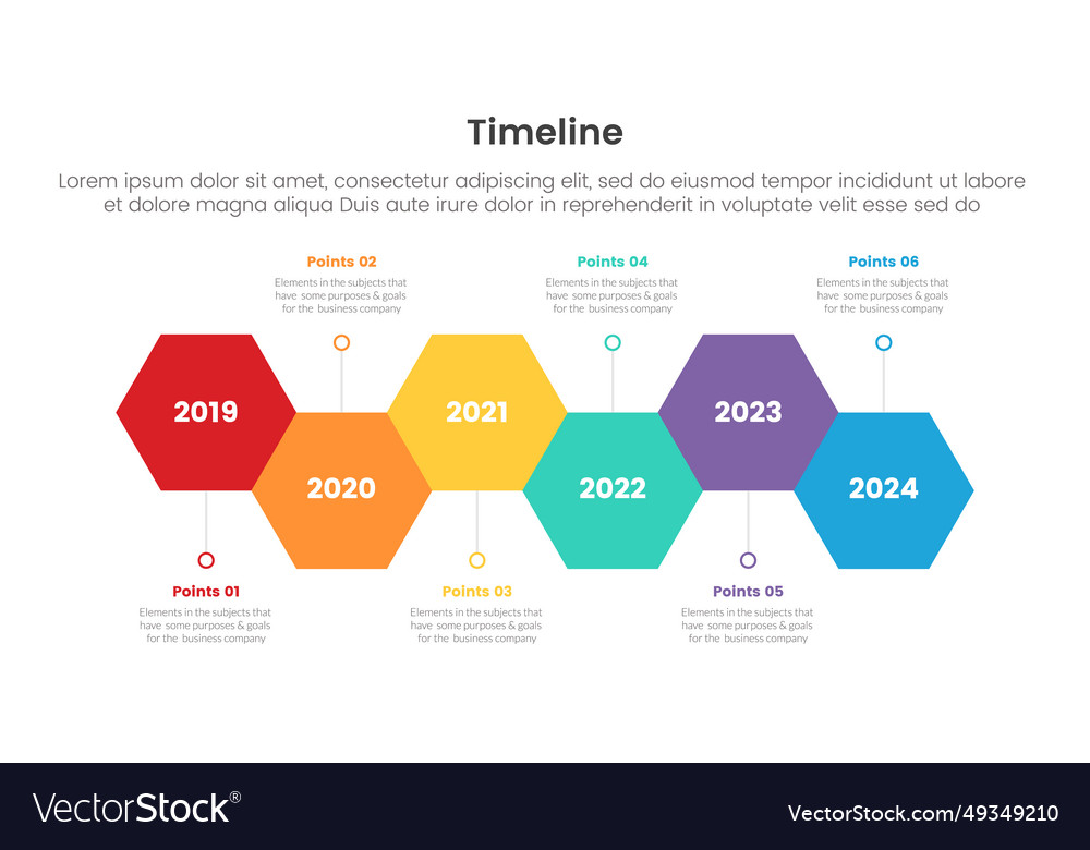Timeline set of point infographic with hexagon up vector image Timeline set of point infographic with hexagon up