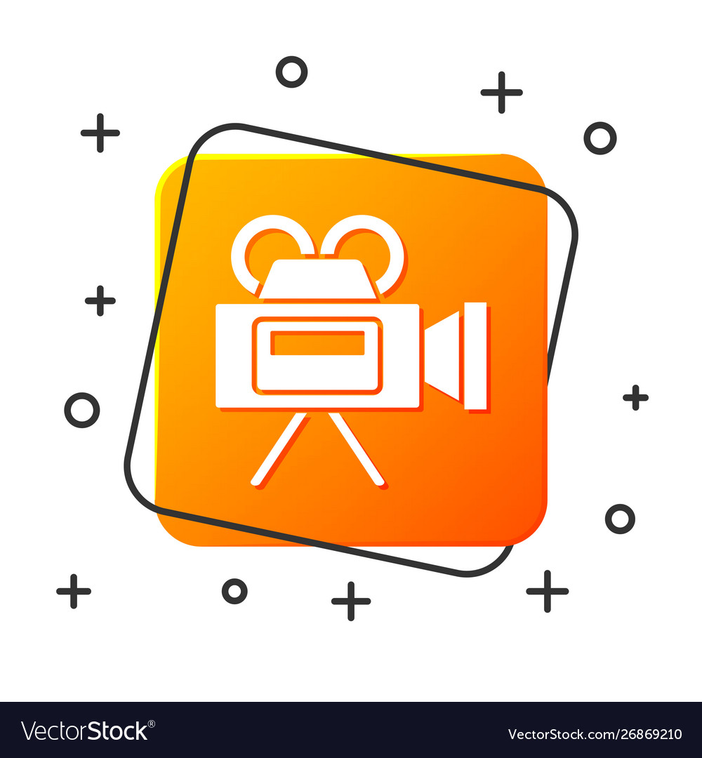 White cinema camera icon isolated on