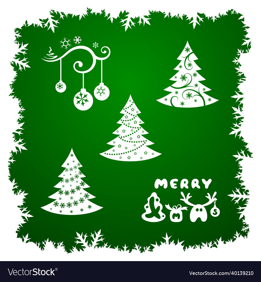 Xmas frame and design elements vector image Xmas frame and design elements