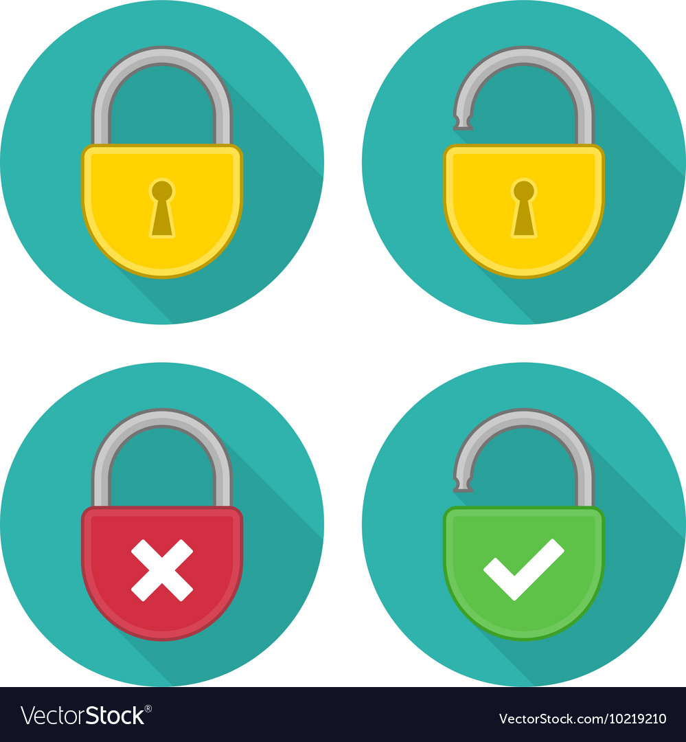 Yellow lock icon set Royalty Free Vector Image