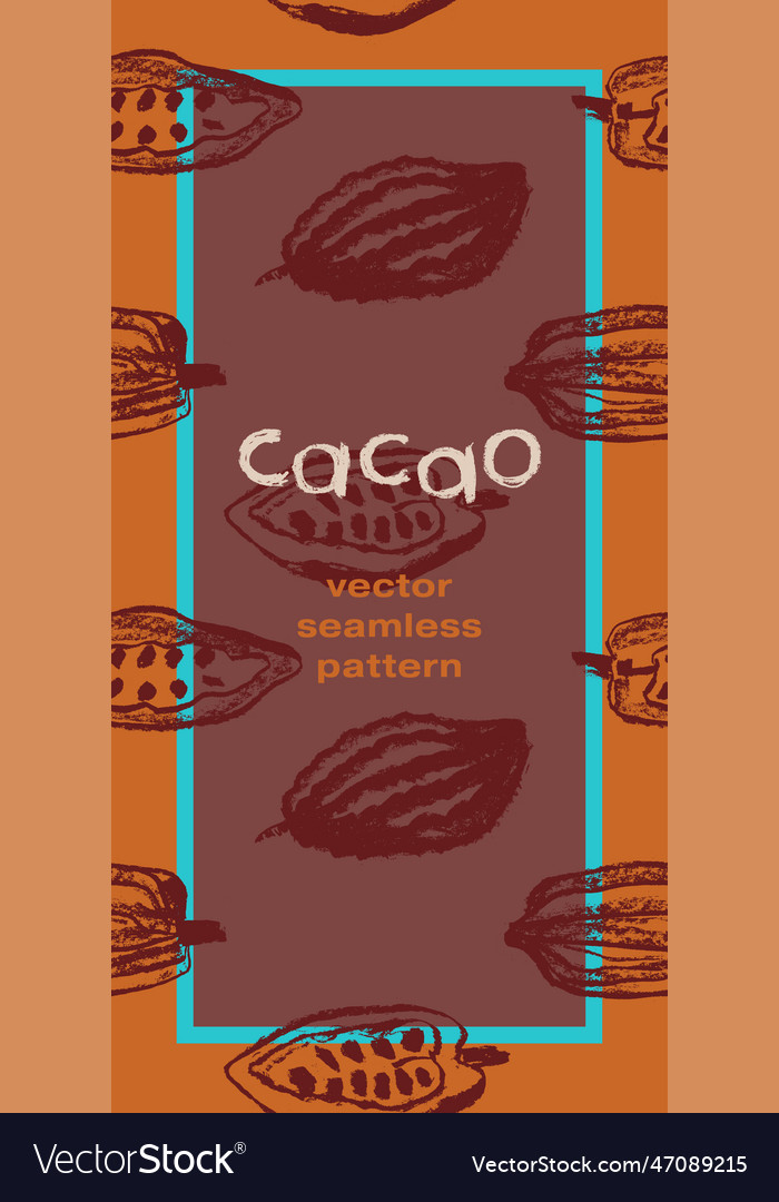Braunes Etikett mit Kakaobohnenmuster Vector Image Braunes Etikett mit Kakaobohnenmuster
