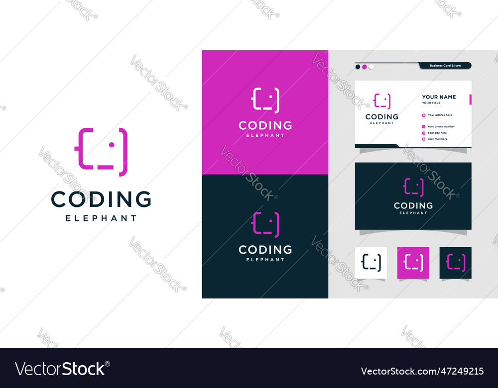 Coding logo with elephant look creative design vector image Coding logo with elephant look creative design