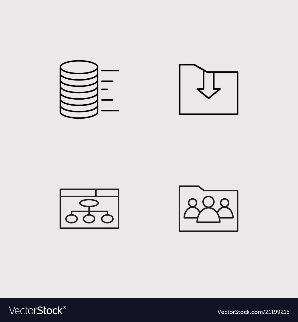 Data analytics simple linear icons set outlined