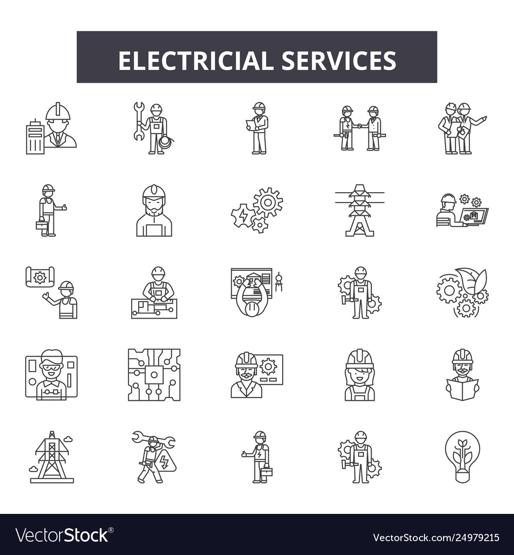 Electricial services line icons signs set