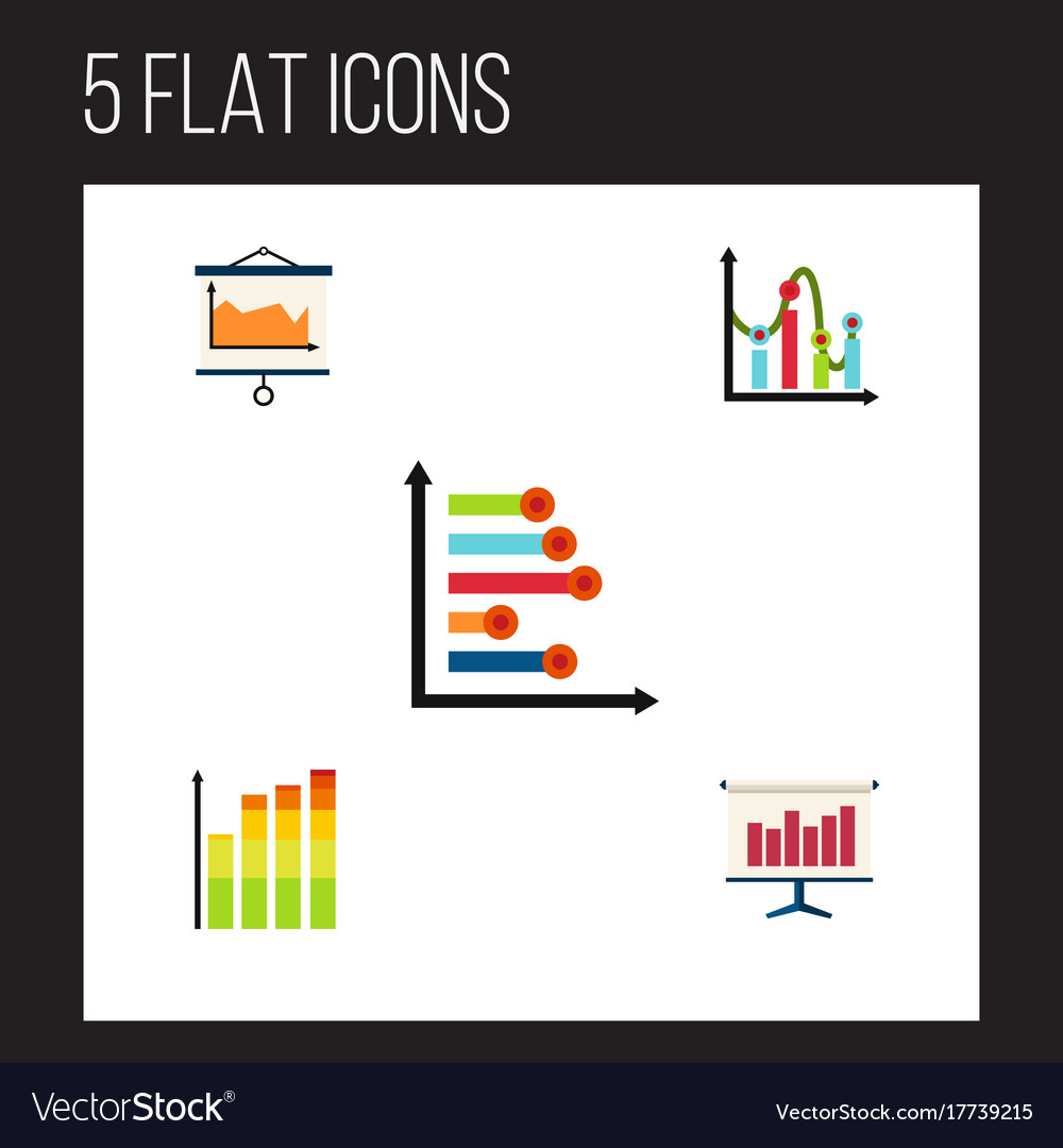Flat icon chart set of statistic diagram