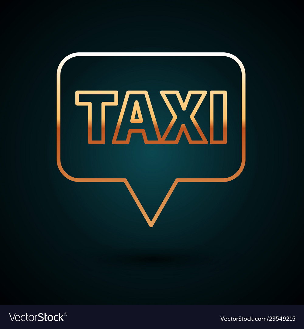 Gold line map pointer with taxi icon isolated vector image Gold line map pointer with taxi icon isolated