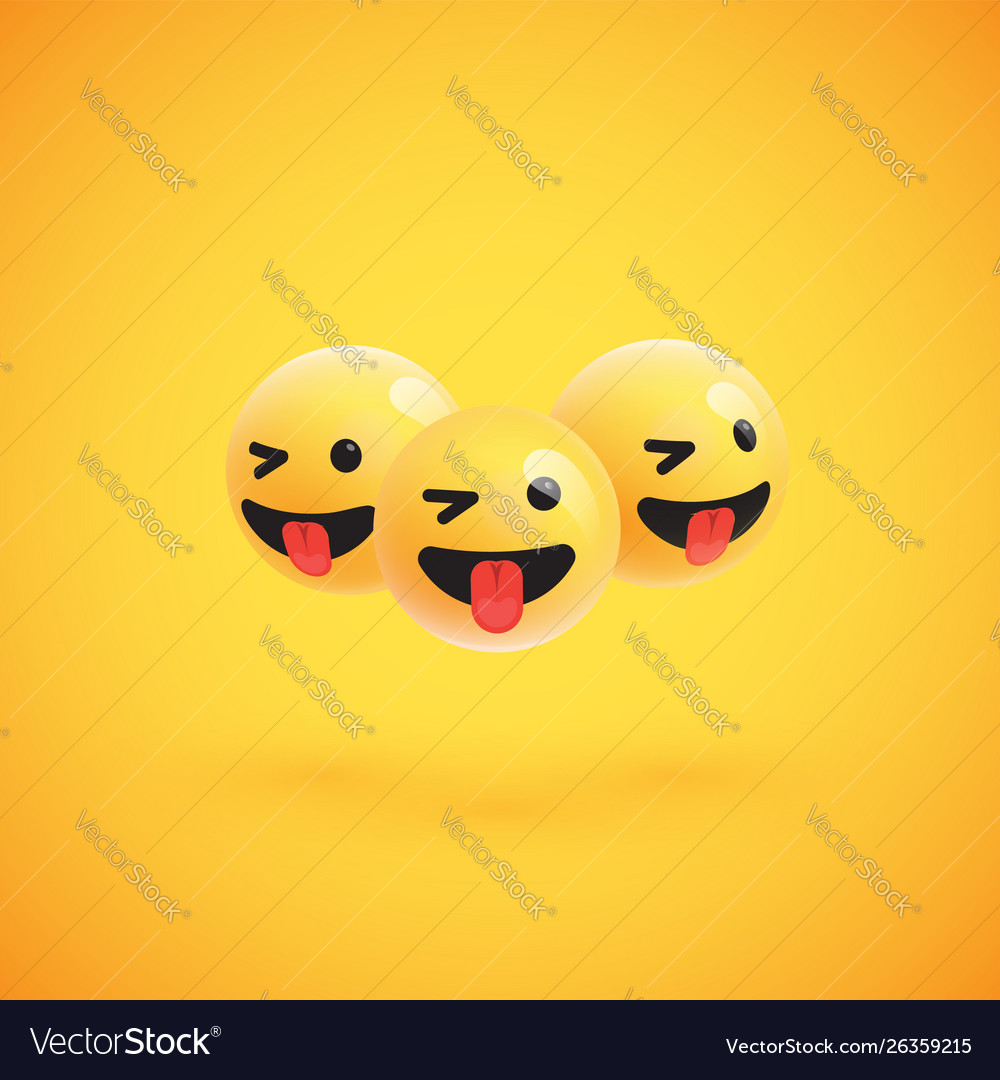 Group high detailed yellow emoticons