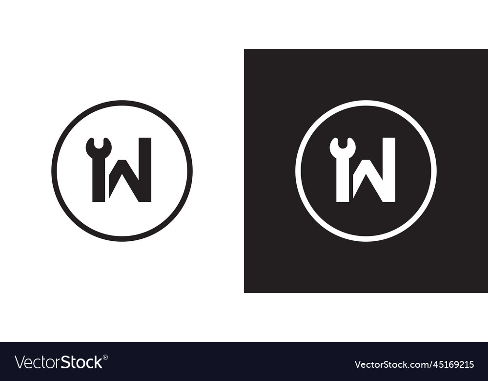 Letter w wrench logo design