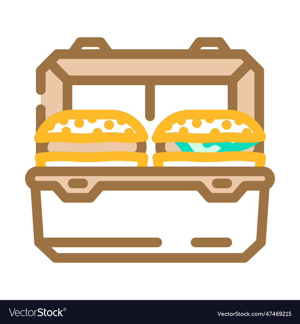 Lunch box kids food color icon