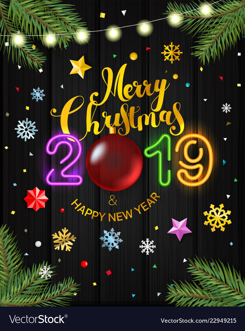 Merry christmas and happy new year 2019 greeting Vector Image